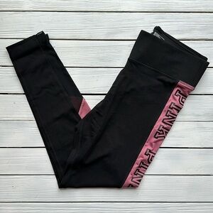 NWOT VS PINK Ultimate Side Stripe Logo Mesh Legging Black Mauve size M